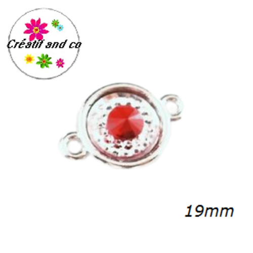 Connecteur cabochon résine rouge 19mm
