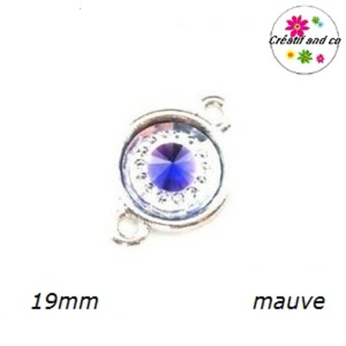 Connecteur cabochon résine mauve 19mm