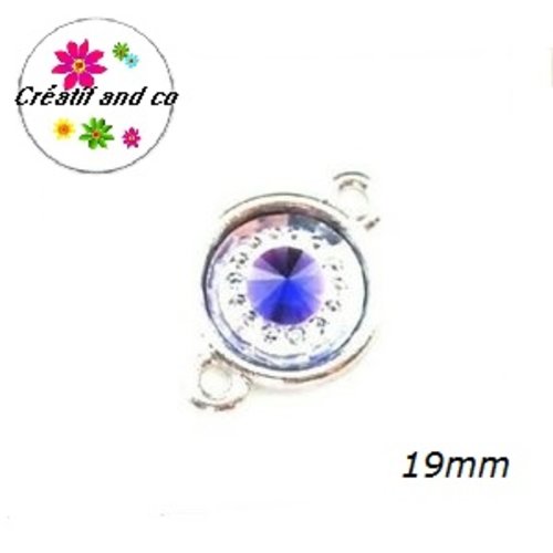 Connecteur cabochon résine mauve 19mm
