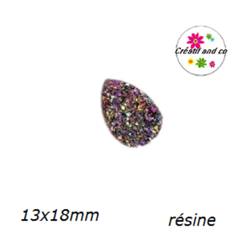 X2 cabochons goutte druzy bronze résine 13x18mm