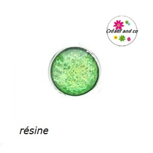 Bouton pression vert paillette résine
