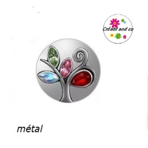 Bouton pression arbre de vie aux strass colorés