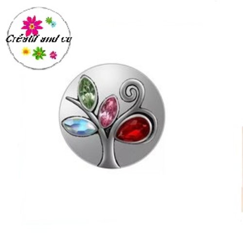Bouton pression arbre et strass métal multicouleur
