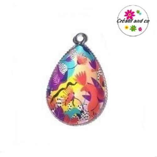 Pendentif cabochon goutte colorée