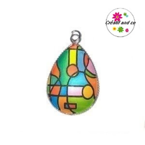 Pendentif cabochon goutte colorée