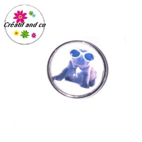 Bouton pression chien et ses lunettes