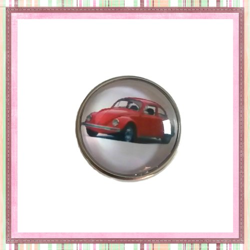 Bouton pression voiture coccinelle rouge