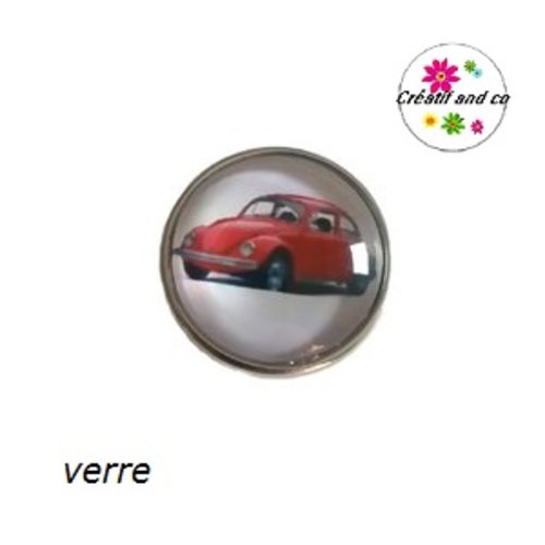 Bouton pression voiture coccinelle rouge