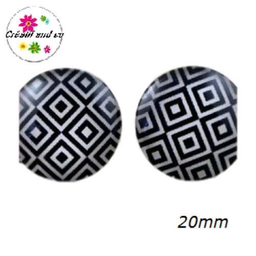 Cabochon noir et blanc 20mm