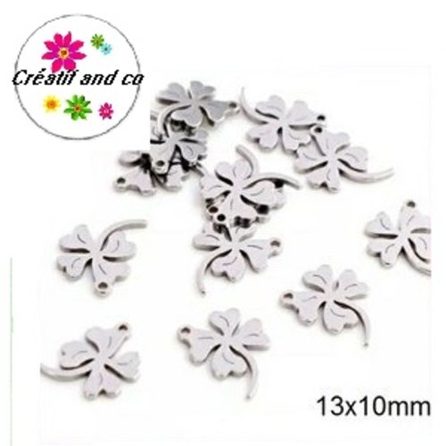 Petit pendentif trèfle acier inoxydable 13mm