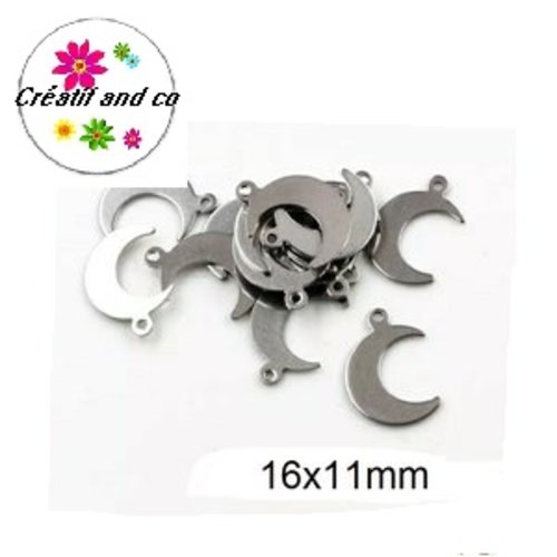 Petit pendentif lune acier inoxydable 16mm
