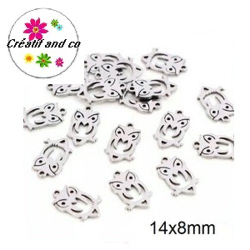 Petit pendentif hibou acier inoxydable 14mm