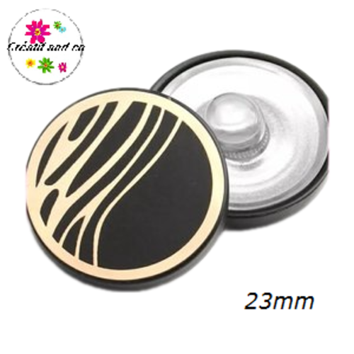 Bouton pression noir et or métal 23mm