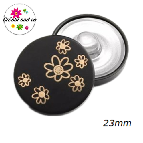 Bouton pression noir et or métal 23mm