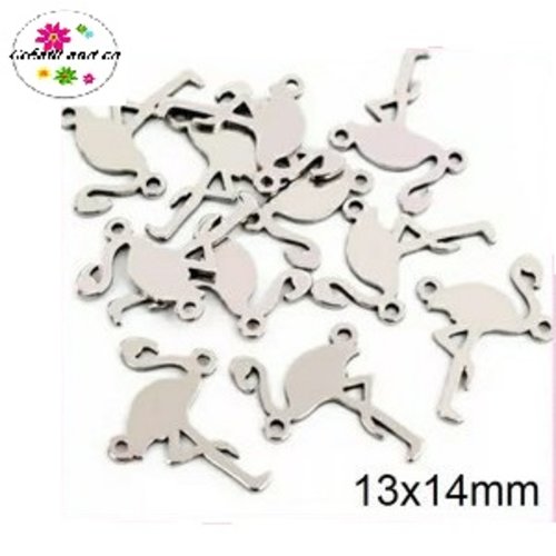 Connecteur flamant rose acier inoxydable 13mm