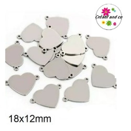 Connecteur coeur acier inoxydable 18mm