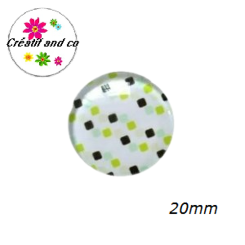 Cabochon à motif fond blanc 20mm