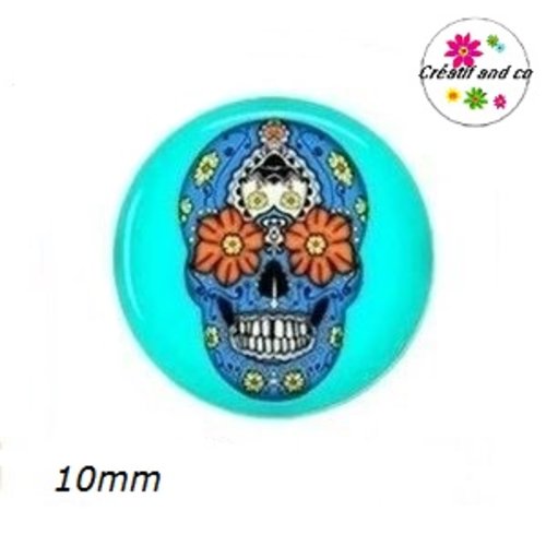 X2 cabochons tête de mort 10mm