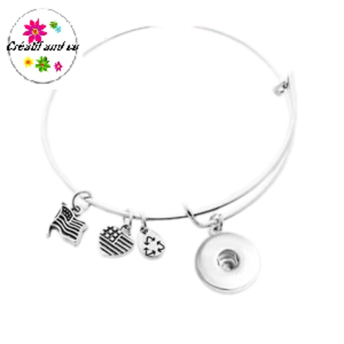 Bracelet à breloques bouton pression 12mm