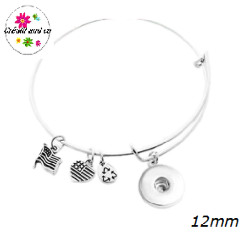 Bracelet à breloques bouton pression 12mm