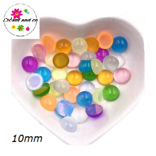 X7 cabochons translucides mix couleur résine 10mm