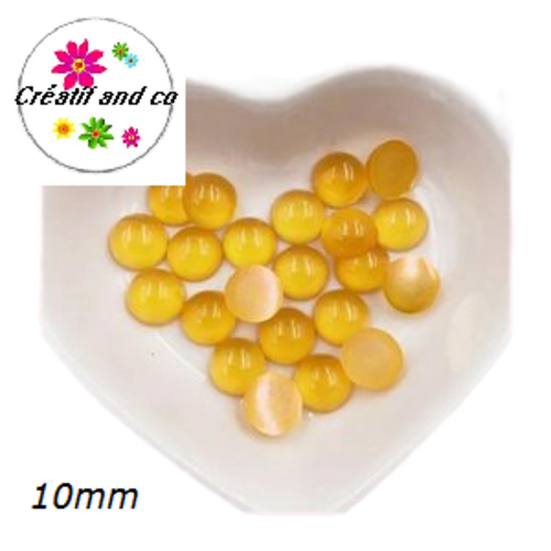 X2 cabochons translucides oranges foncés résine 10mm