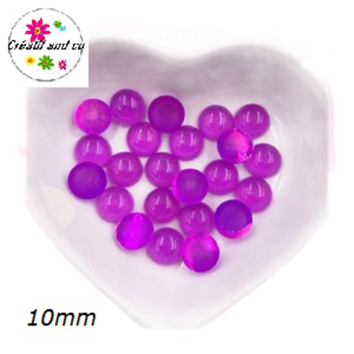 X2 cabochons translucides violines résine 10mm