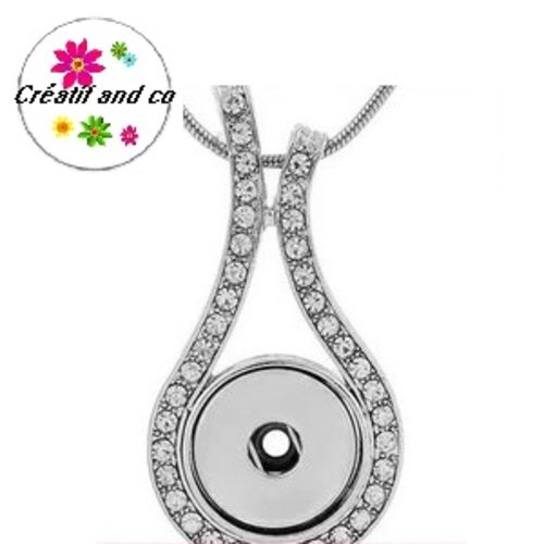 Collier pendentif avec strass pour bouton pression