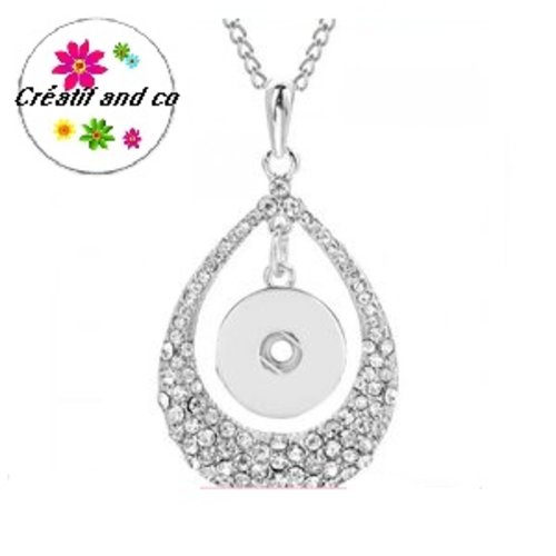 Collier pendentif avec strass pour bouton pression