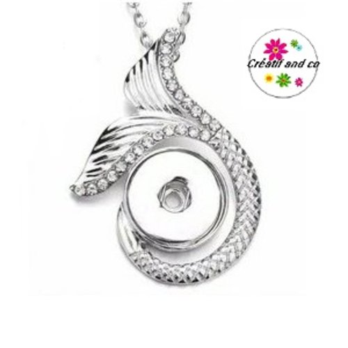 Collier pendentif queue de sirène avec strass pour bouton pression