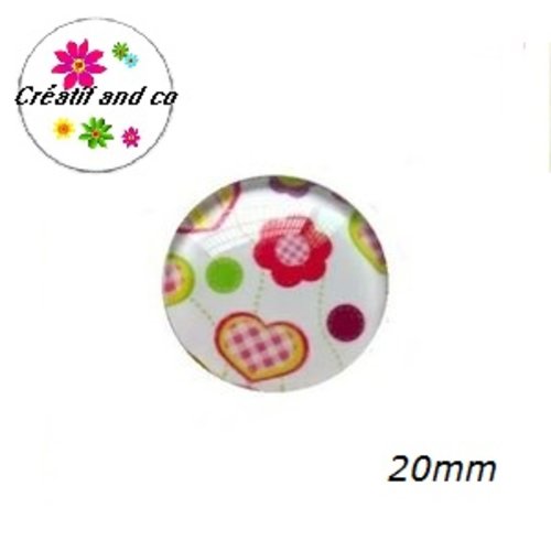 Cabochon fleur et coeur 20mm