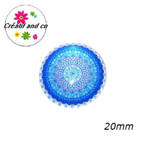 Cabochon bleu/blanc/mauve 20mm