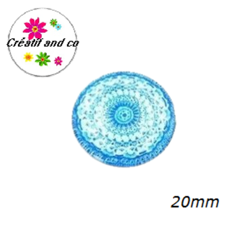 Cabochon bleu/blanc 20mm