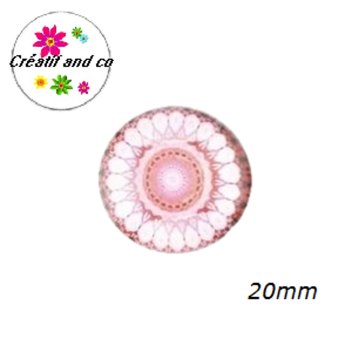 Cabochon rouge/blanc 20mm