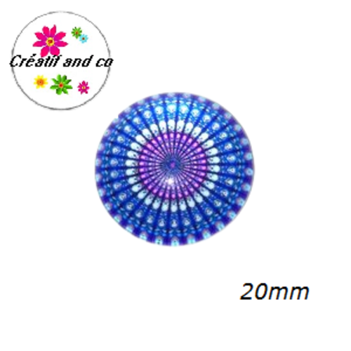 Cabochon bleu/blanc/rose 20mm
