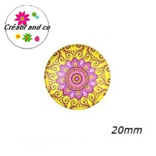 Cabochon mauve/jaune 20mm