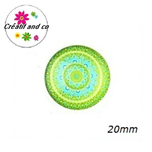 Cabochon vert/bleu 20mm
