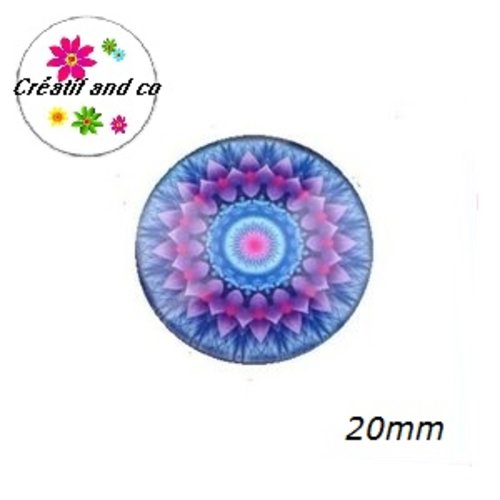 Cabochon bleu/mauve/rose 20mm
