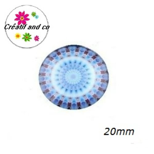 Cabochon bleu/blanc 20mm