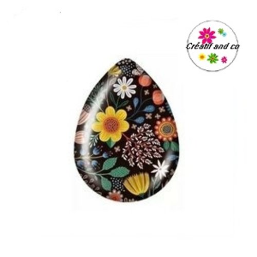 Cabochon goutte fleur 18x25mm