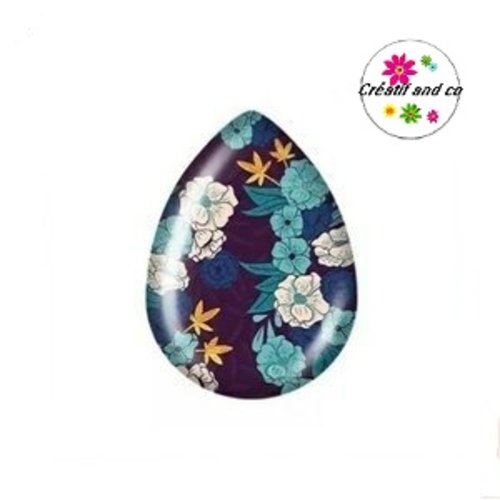 Cabochon goutte fleur 18x25mm