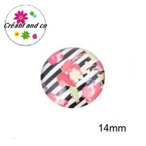 X2 cabochons fleuris 14mm