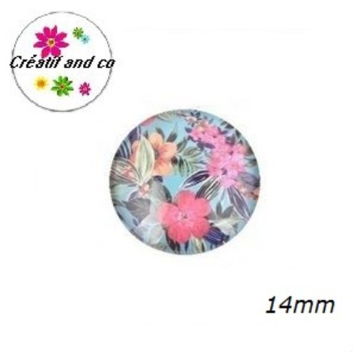 X2 cabochons fleuris 14mm