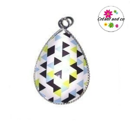 Pendentif cabochon goutte à motif