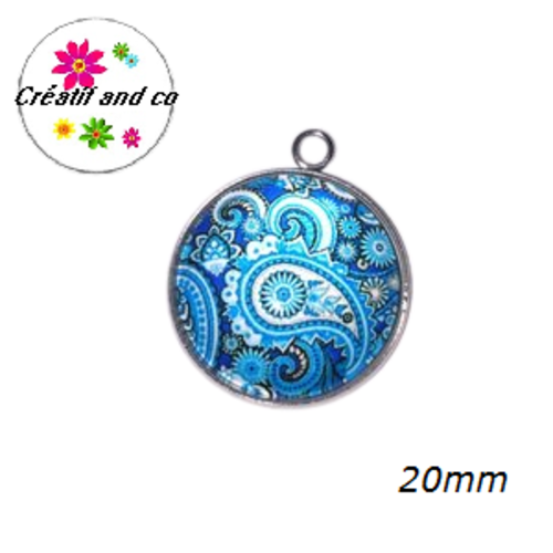 Pendentif cabochon mandala 20mm