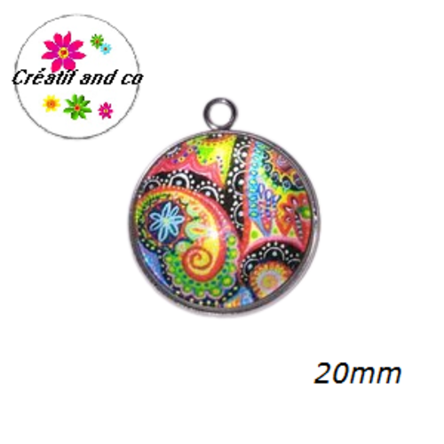 Pendentif cabochon mandala 20mm