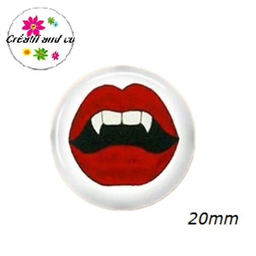 Cabochon kiss rouge "dent de vampire"  20mm