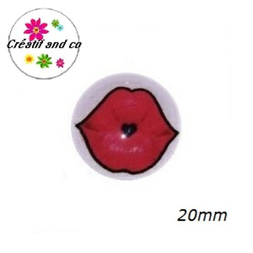 Cabochon kiss rouge 20mm