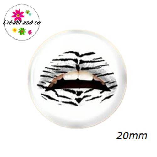 Cabochon kiss noir/blanc 20mm