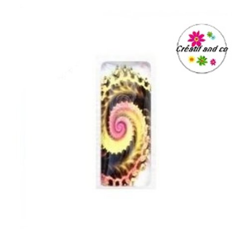 X2 cabochons rectangles tourbillon de marron/jaune 10x25mm